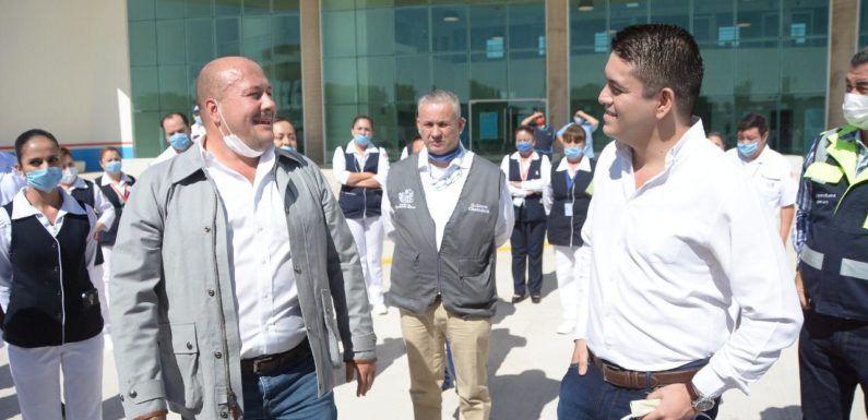 Tecutli Gómez y Enrique Alfaro realizan último recorrido de supervisión a días de apertura del Nuevo Hospital Regional