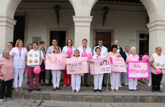 Participan autoridades municipales en marcha contra el cáncer de mama