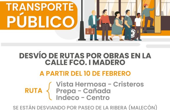 Desviarán rutas de transporte público por rehabilitación de la Madero