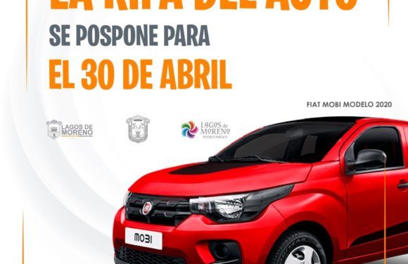 Posponen rifa de automóvil para el 30 de abril