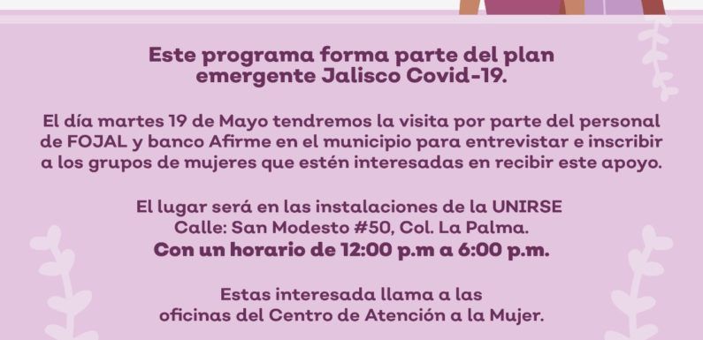 Invita Gobierno Municipal a participar en Programa de Apoyo a las  Mujeres