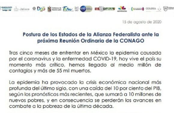 Postura de los Estados de la Alianza Federalista ante la próxima Reunión Ordinaria de la CONAGO