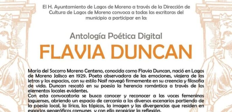 Lanzan convocatoria Antología poética digital Flavia Duncan,  un llamado a las voces femeninas laguenses de ayer y de hoy