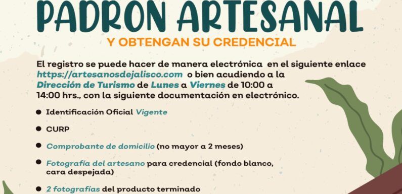 Abren registro para formar parte del Padrón Artesanal estatal