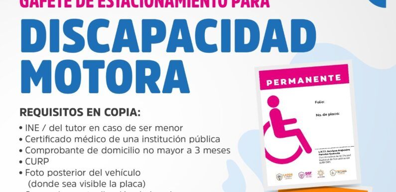 Estos son los requisitos para tramitar gafetes de estacionamiento para personas con discapacidad motora