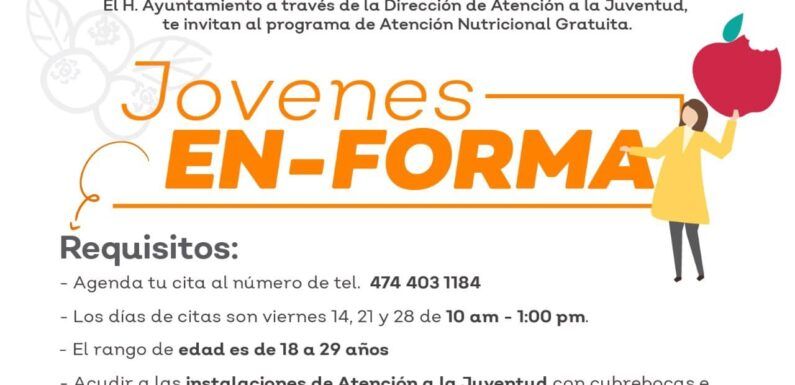 Ofrece Dirección de Atención a la Juventud asesoría nutricional gratuita
