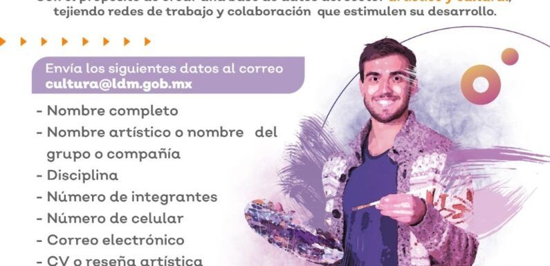 Invita Dirección de Cultura a inscribirse o actualizar datos del Padrón de Artistas Municipales