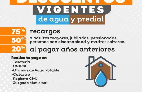 Ofrece Tesorería Municipal descuentos en el pago de agua y predial