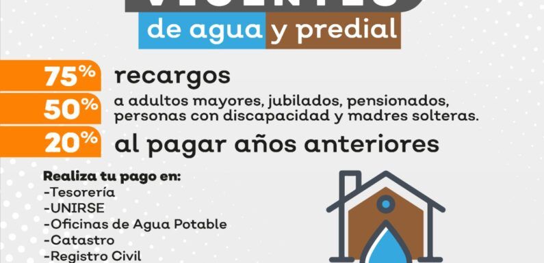 Ofrece Tesorería Municipal descuentos en el pago de agua y predial
