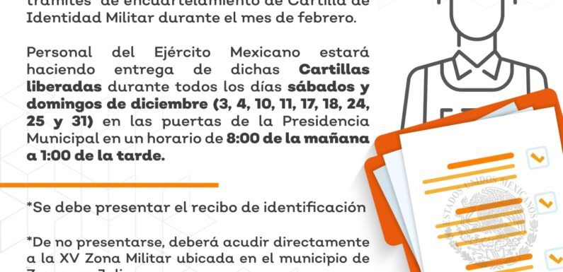 Sábado y domingos de diciembre habrá entrega de cartillas liberadas del Servicio Militar Nacional