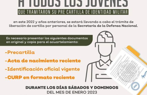 Anuncian reclutamiento para liberación de Cartillas de Servicio Militar
