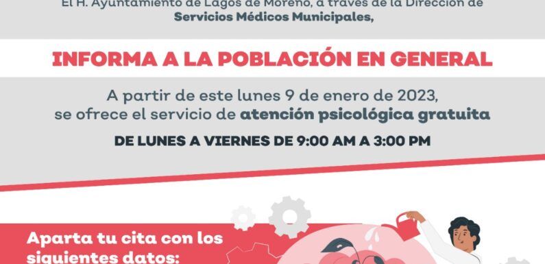 Servicios Médicos Municipales ofrece atención sicológica gratuita
