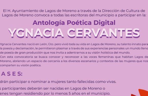 Invita Gobierno Municipal a mujeres escritoras a participar en Antología Poética Digital Ygnacia Cervantes