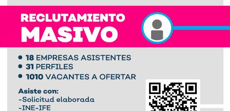 Más de mil vacantes se ofrecerán el próximo miércoles en el Reclutamiento Masivo