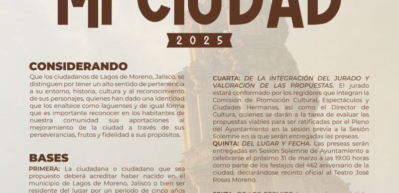 Lanzan convocatoria a Premios Mi Ciudad 2025